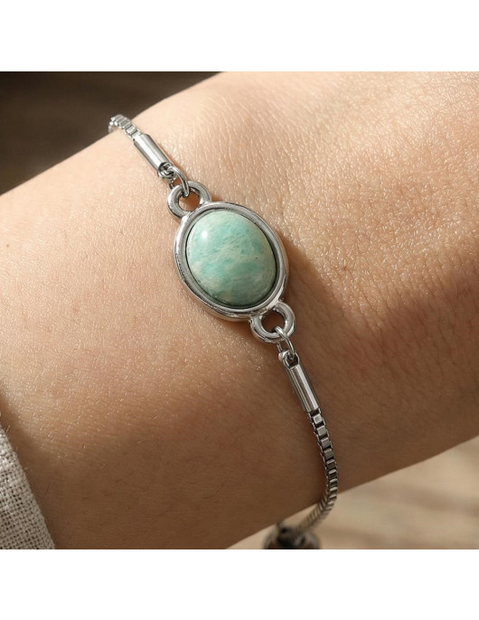 Amazonit Taşı Çelik Bileklik – Kararmaz