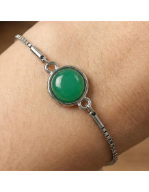Yeşil Akik Taşı Çelik Bileklik 10 mm – Kararmaz