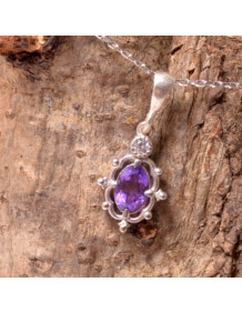 Ametist Taşı Gümüş Kolye - Cevher Model