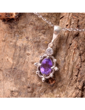 Ametist Taşı Gümüş Kolye - Cevher Model