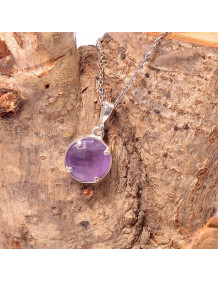 Ametist Taşı Gümüş Kolye - Dolunay Model