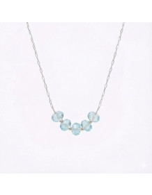 Çelik Zincirli Mavi Topaz Kolye