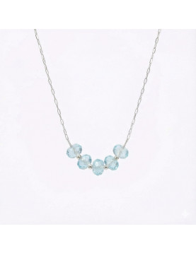 Çelik Zincirli Mavi Topaz Kolye