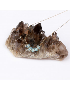 Çelik Zincirli Mavi Topaz Kolye