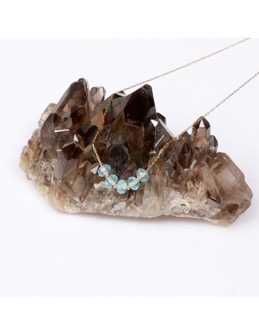 Çelik Zincirli Mavi Topaz Kolye Çelik Zincirli Mavi Topaz Kolye