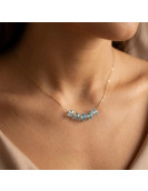 Çelik Zincirli Mavi Topaz Kolye Çelik Zincirli Mavi Topaz Kolye