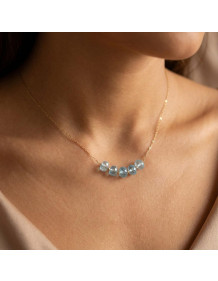 Çelik Zincirli Mavi Topaz Kolye