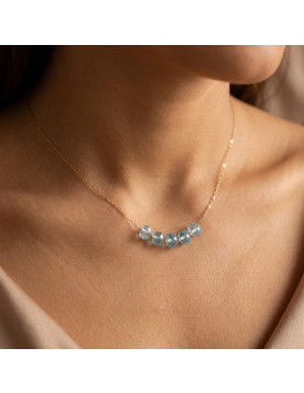 Çelik Zincirli Mavi Topaz Kolye