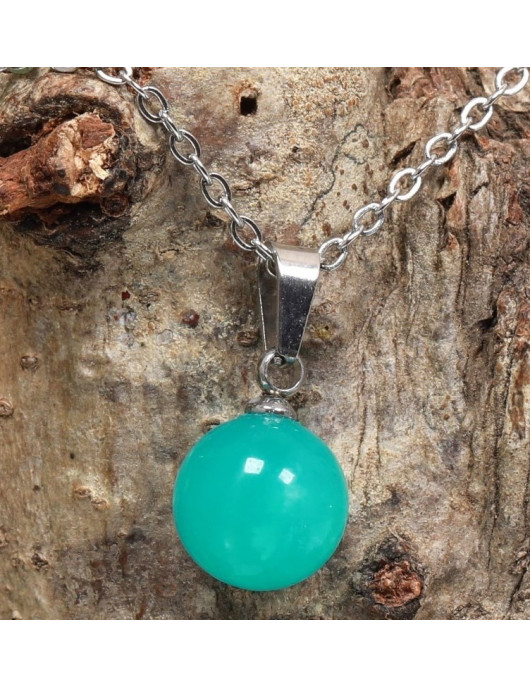 Amazonit Taşı Çelik Kolye - 10 mm Amazonit Taşı Çelik Kolye - 10 mm