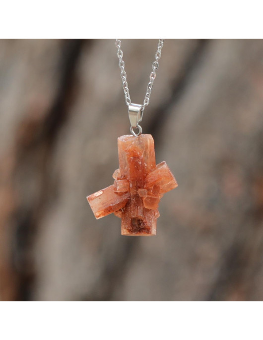 Aragonit Taşı Çelik Kolye Ucu