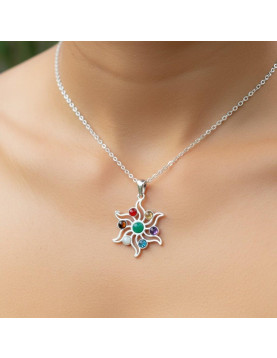 Çakra Güneşi Çelik Kolye – Doğal Taş Enerjisi ve Şık Tasarım Bir Arada