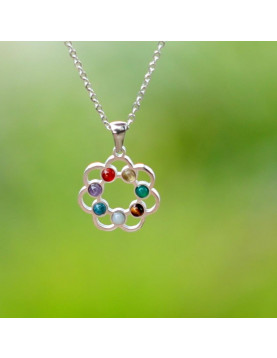 Renk Çemberi Çakra Kolye ( Çelik Kolye ) – 7 Taşın Enerjisini Tek Formda Taşı