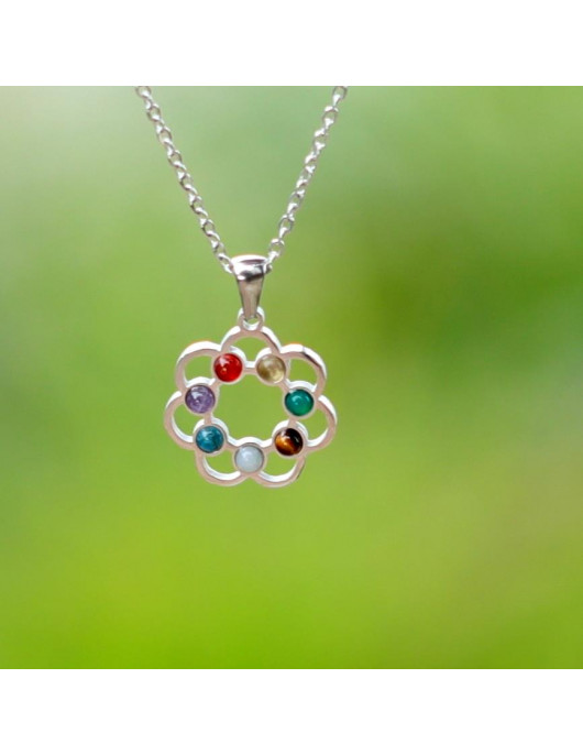 Renk Çemberi Çakra Kolye ( Çelik Kolye ) – 7 Taşın Enerjisini Tek Formda Taşı