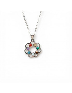 Renk Çemberi Çakra Kolye ( Çelik Kolye ) – 7 Taşın Enerjisini Tek Formda Taşı