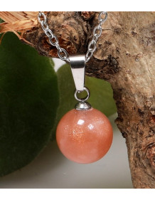 Güneş Taşı Çelik Kolye - 10 mm