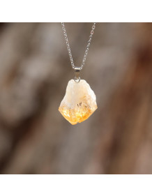 Ham Sitrin Taşı Çelik Kolye – Para Taşı