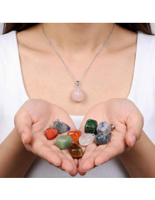 Her Güne Yeni Bir Enerji: 10 Adet Karışık Doğal Taş Kolye Ucu ve Çelik Zincir Seti