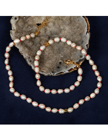 İnci Kolye - Düğümlü Model (5x7 mm Gerçek İnci)