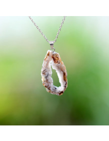 Kalsedon Taşı Çelik Kolye