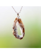 Kalsedon Taşı Çelik Kolye