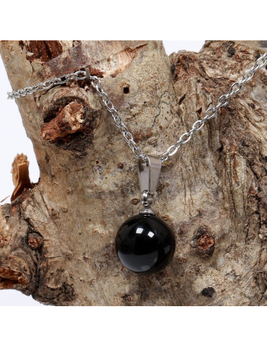 Oniks Taşı Çelik Kolye - 10 mm Oniks Taşı Çelik Kolye - 10 mm