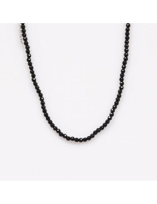 Oniks Taşı Dizi Kolye - 4 mm Faset Kesim - Çelik Aparatlı Oniks Taşı Dizi Kolye - 4 mm Faset Kesim - Çelik Aparatlı