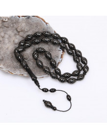 Gümüş İşlemeli Kuka Tesbih 8*12 mm - Çeşmi Bülbül Model