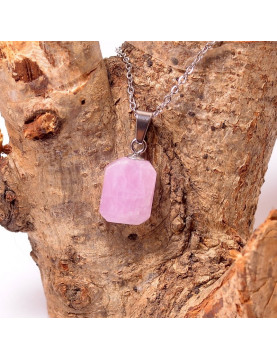 Kunzit Taşı Kolye - Çelik Malzemeli (Kararmaz)