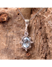 Mavi Topaz Taşı Gümüş Kolye - Cevher Model