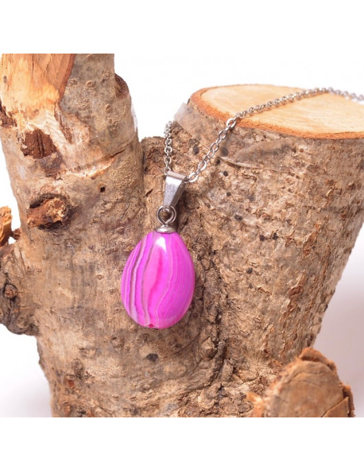 Pembe Akik Taşı Kolye - Çelik Malzemeli (Kararmaz) Pembe Akik Taşı Kolye - Çelik Malzemeli (Kararmaz)