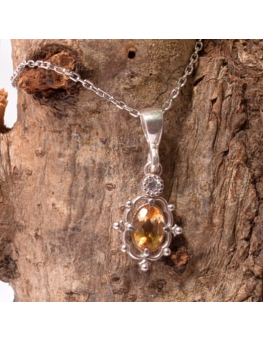 Sitrin Taşı Gümüş Kolye - Cevher Model Sitrin Taşı Gümüş Kolye - Cevher Model