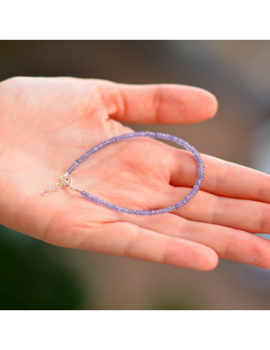 Tanzanit Taşı Gümüş Bileklik - 3 mm