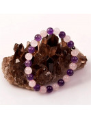 Ametist - Pembe Kuvars Taşı Bileklik - 8 mm