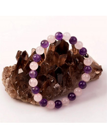 Ametist - Pembe Kuvars Taşı Bileklik - 8 mm