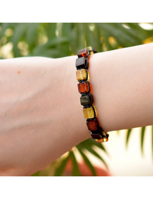 Damla Kehribar Makromeli Bileklik - Küp Şeklinde