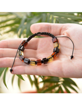 Damla Kehribar Makromeli Bileklik - Küp Şeklinde