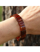 Kare Kesim Baltık Kehribar Bileklik – Doğal Gerçek Kehribar (Elastik) - Konyak Rengi