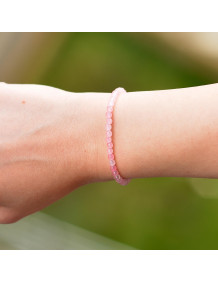 Pembe Kuvars Taşı Gümüş Bileklik - 4 mm Açık Renkli