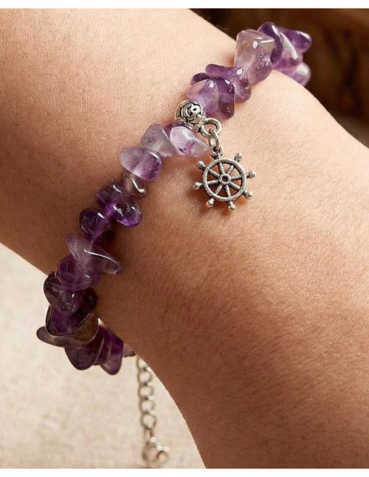 Şekilsiz Ametist Taşı Bileklik