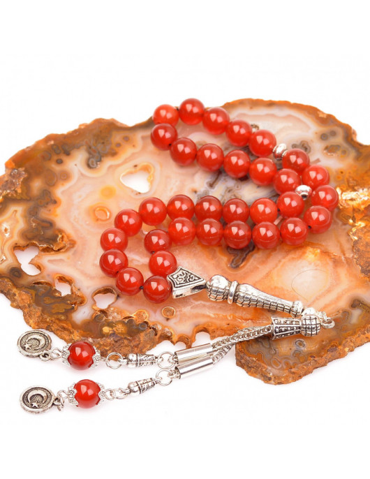 Kırmızı Akik Taşı Tesbih ( 8 mm )