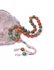 Yeşil Alacalı Jade Taşı Tesbih - 8 mm