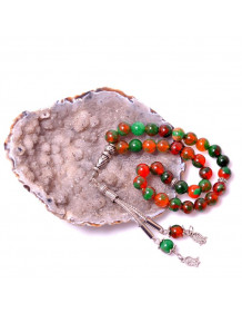 Yeşil Alacalı Jade Taşı Tesbih - 8 mm