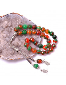 Yeşil Alacalı Jade Taşı Tesbih - 8 mm